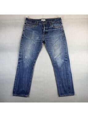 Buck Mason Slim Fit Selvedge Jeans Mens 34x27 Blue Ankle Cropped American Made